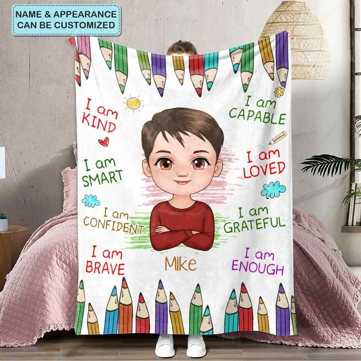 I Am Kind - Personalized Custom Blanket - Christmas Gift For Kids, Family Members
