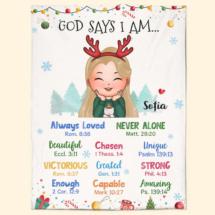 God Says I Am Always Loved - Personalized Custom Blanket - Christmas Gift For Kids, Family Members