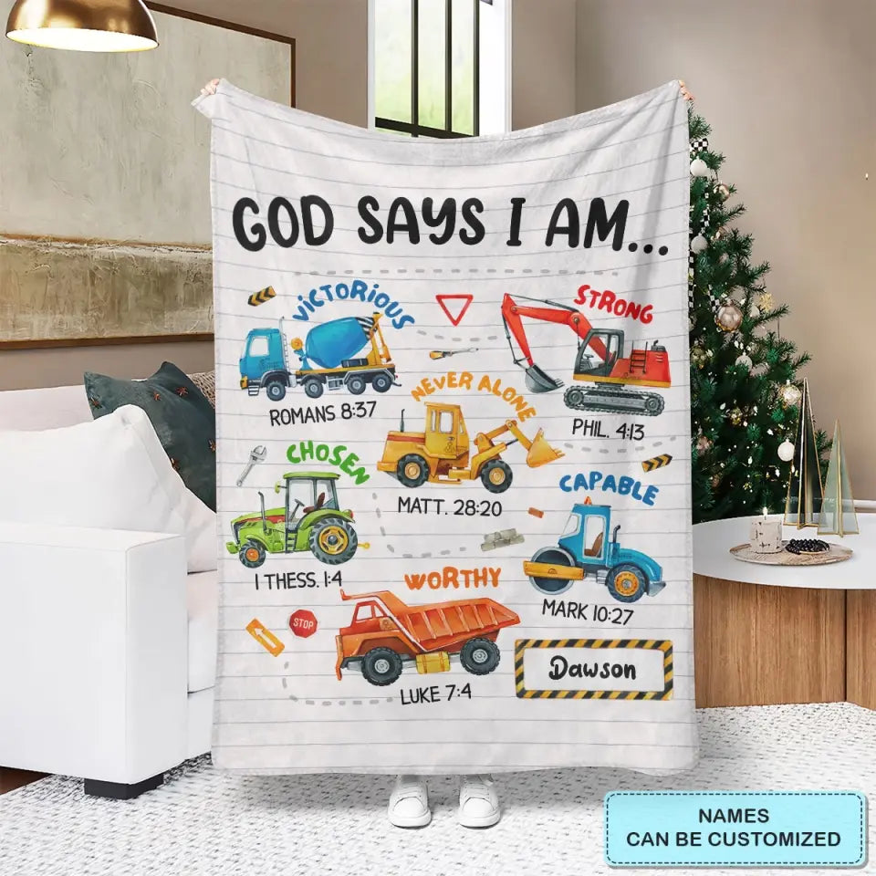 God Says I Am - Personalized Custom Blanket - Christmas Gift For Kids, Family, Family Members