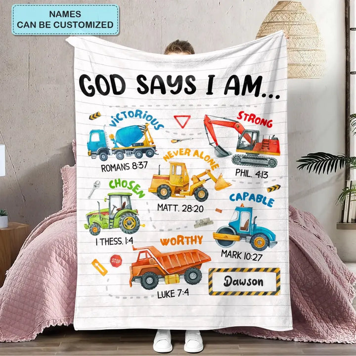 God Says I Am - Personalized Custom Blanket - Christmas Gift For Kids, Family, Family Members