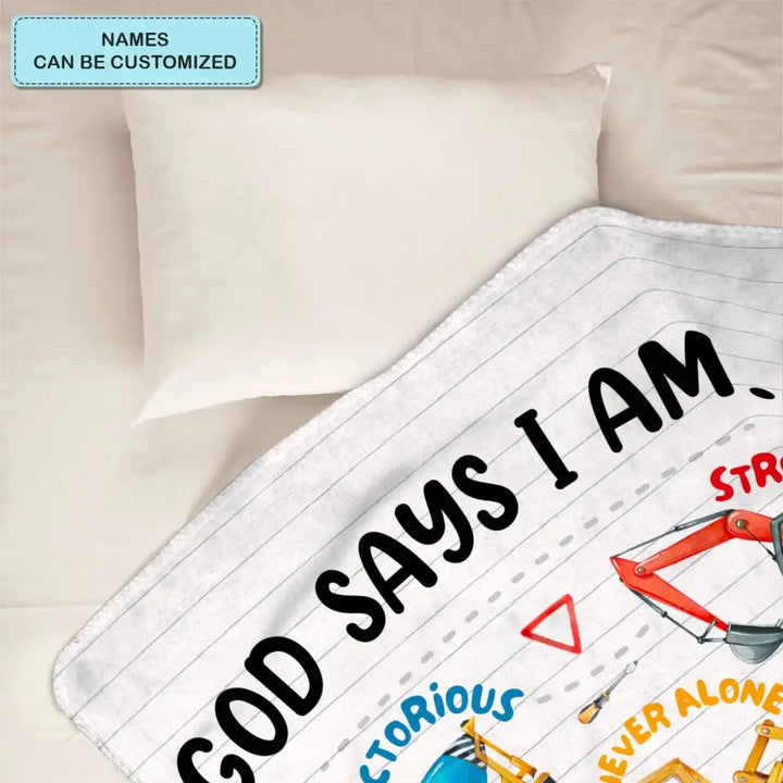 God Says I Am - Personalized Custom Blanket - Christmas Gift For Kids, Family, Family Members