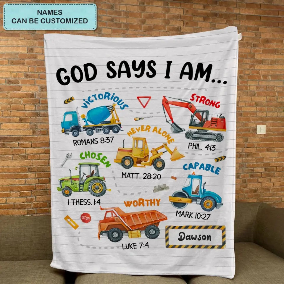 God Says I Am - Personalized Custom Blanket - Christmas Gift For Kids, Family, Family Members