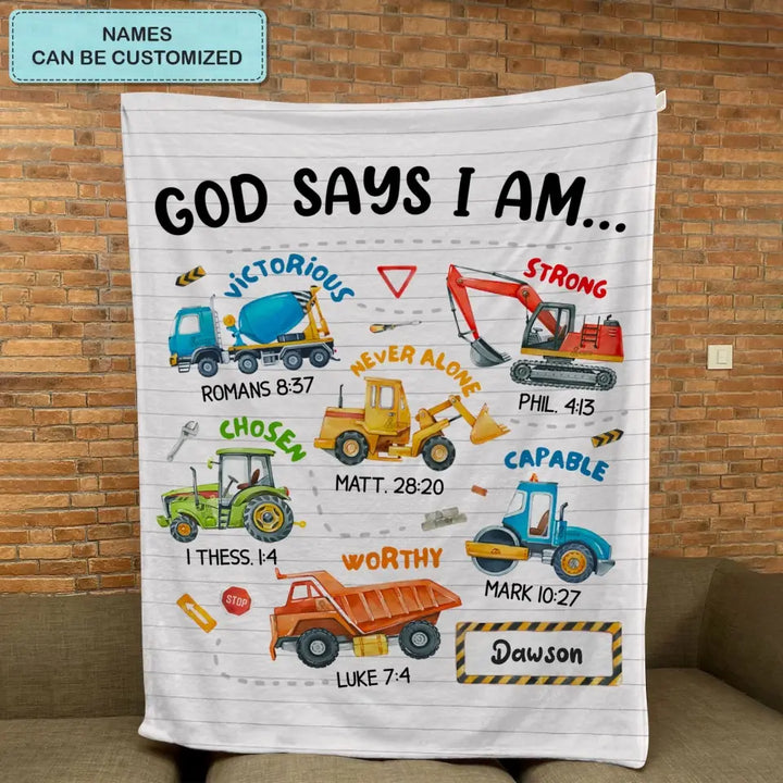 God Says I Am - Personalized Custom Blanket - Christmas Gift For Kids, Family, Family Members
