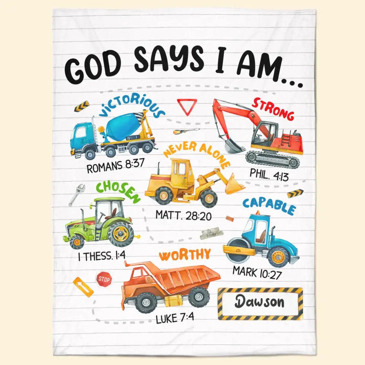 God Says I Am - Personalized Custom Blanket - Christmas Gift For Kids, Family, Family Members