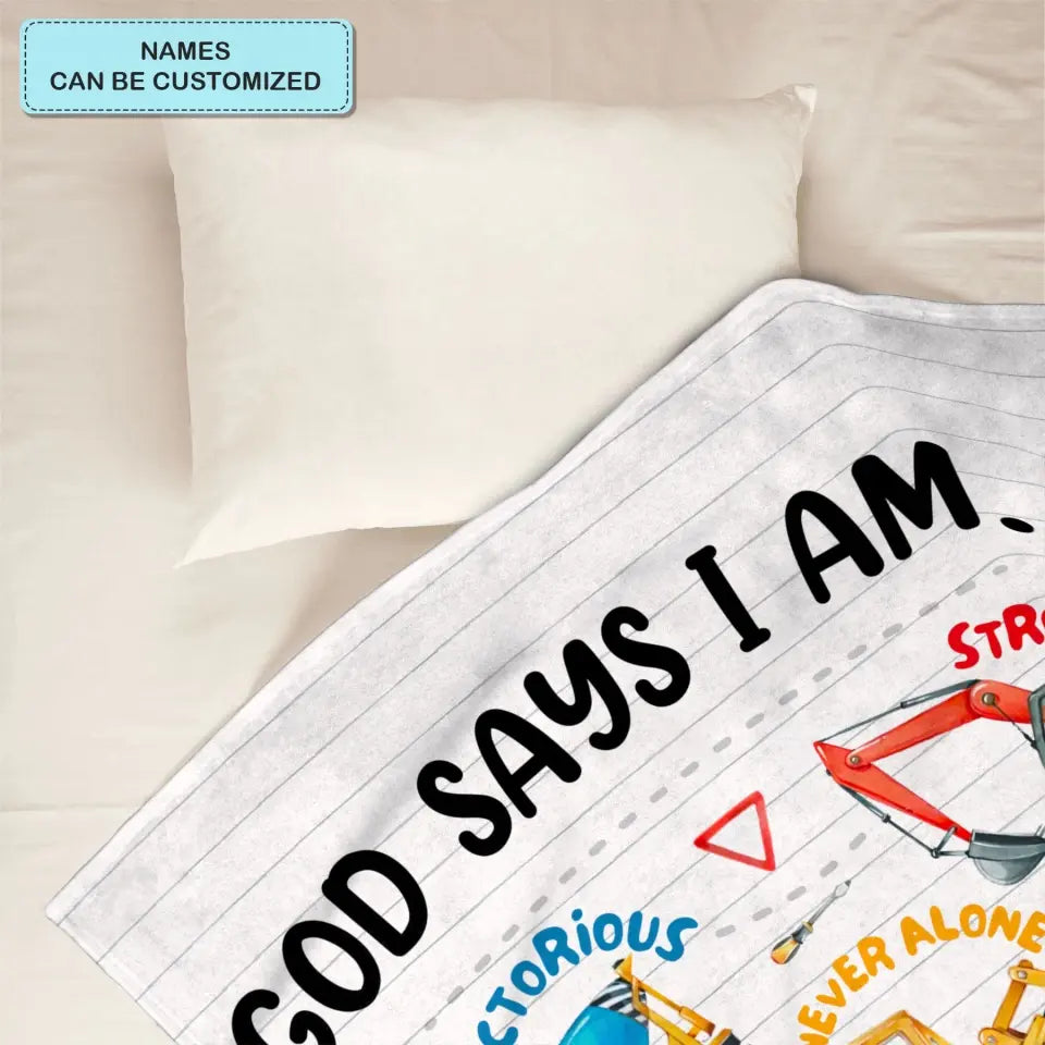God Says I Am - Personalized Custom Blanket - Christmas Gift For Kids, Family, Family Members