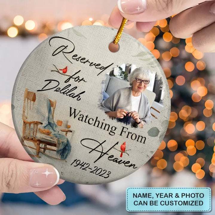 Watching From Heaven - Personalized Custom Ceramic Ornament - Christmas, Memorial Gift For Family Members