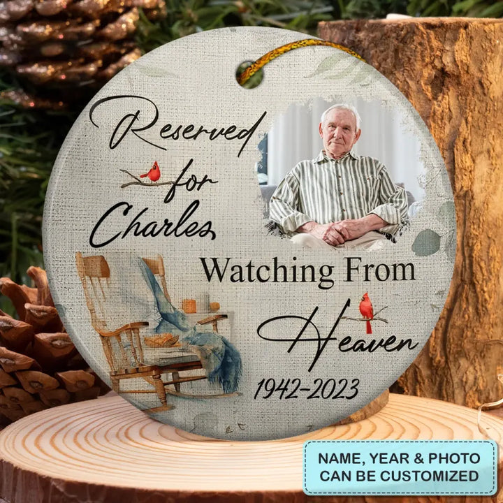 Watching From Heaven - Personalized Custom Ceramic Ornament - Christmas, Memorial Gift For Family Members