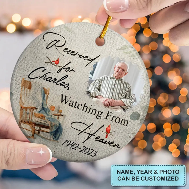 Watching From Heaven - Personalized Custom Ceramic Ornament - Christmas, Memorial Gift For Family Members