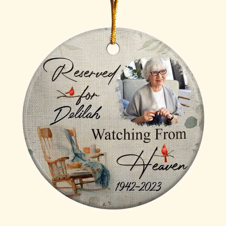 Watching From Heaven - Personalized Custom Ceramic Ornament - Christmas, Memorial Gift For Family Members