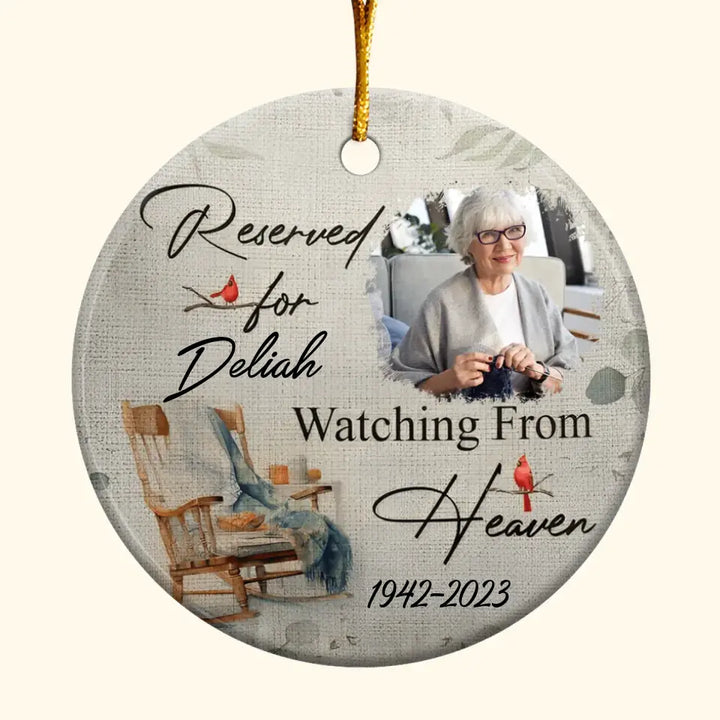 Watching From Heaven - Personalized Custom Ceramic Ornament - Christmas, Memorial Gift For Family Members