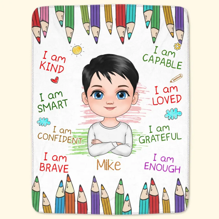 I Am Kind - Personalized Custom Blanket - Christmas Gift For Kids, Family Members