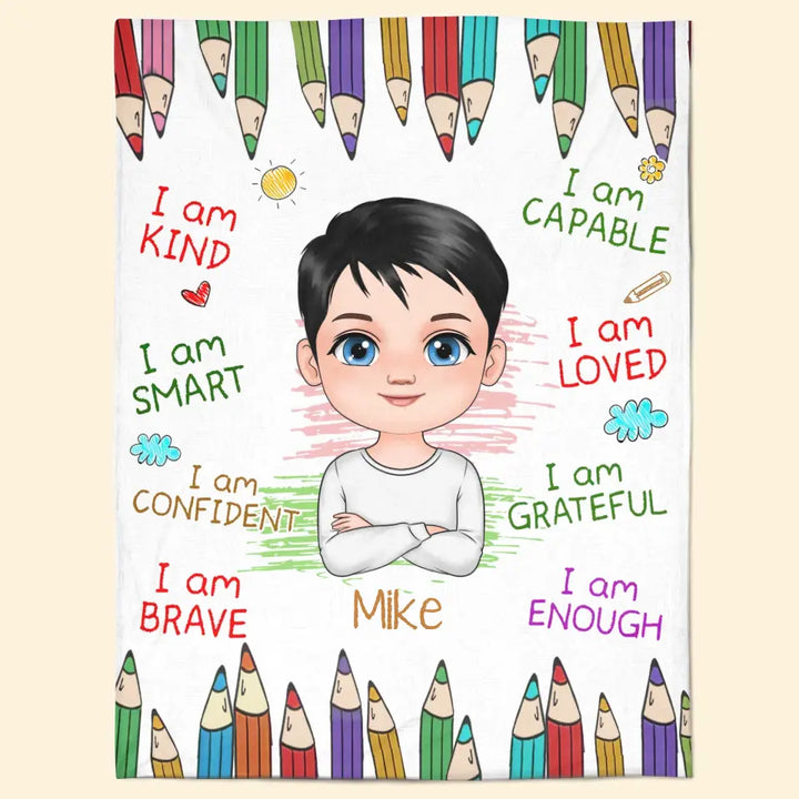 I Am Kind - Personalized Custom Blanket - Christmas Gift For Kids, Family Members