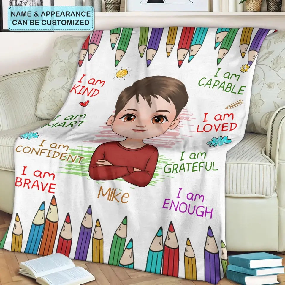 I Am Kind - Personalized Custom Blanket - Christmas Gift For Kids, Family Members
