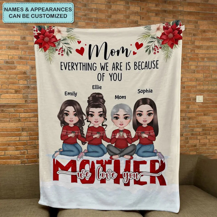 Mom And Daughters From The Start - Personalized Custom Blanket - Mother's Day, Christmas Gift For Mom, Family Members
