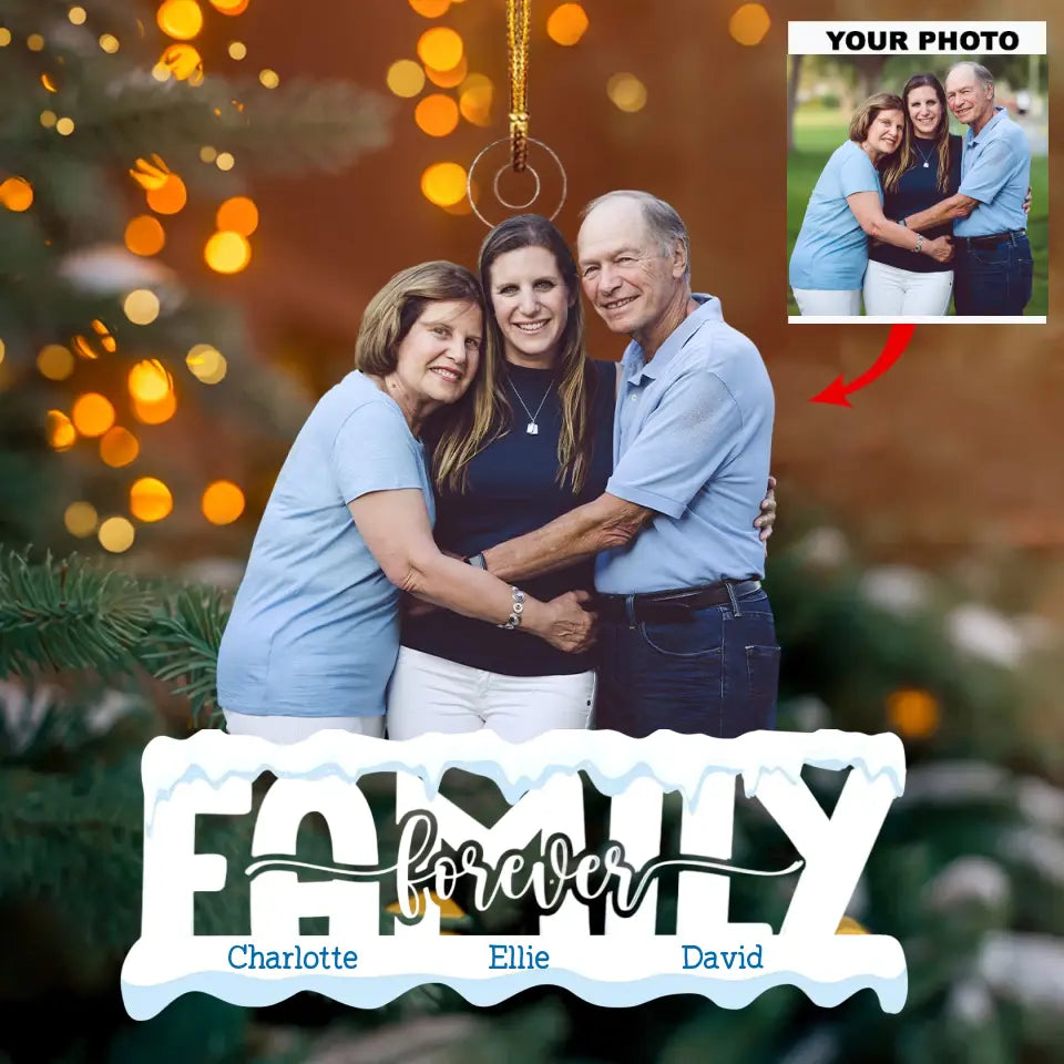 Family Forever - Personalized Custom Photo Mica Ornament - Christmas Gift For Family, Family Members  AGCDM012