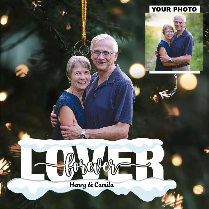Lover Forever - Personalized Custom Photo Mica Ornament - Christmas Gift For Couple, Wife, Husband AGCDM018