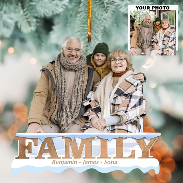 Family Custom Photo - Personalized Custom Photo Mica Ornament - Christmas Gift For Family, Family Members AGCDM023