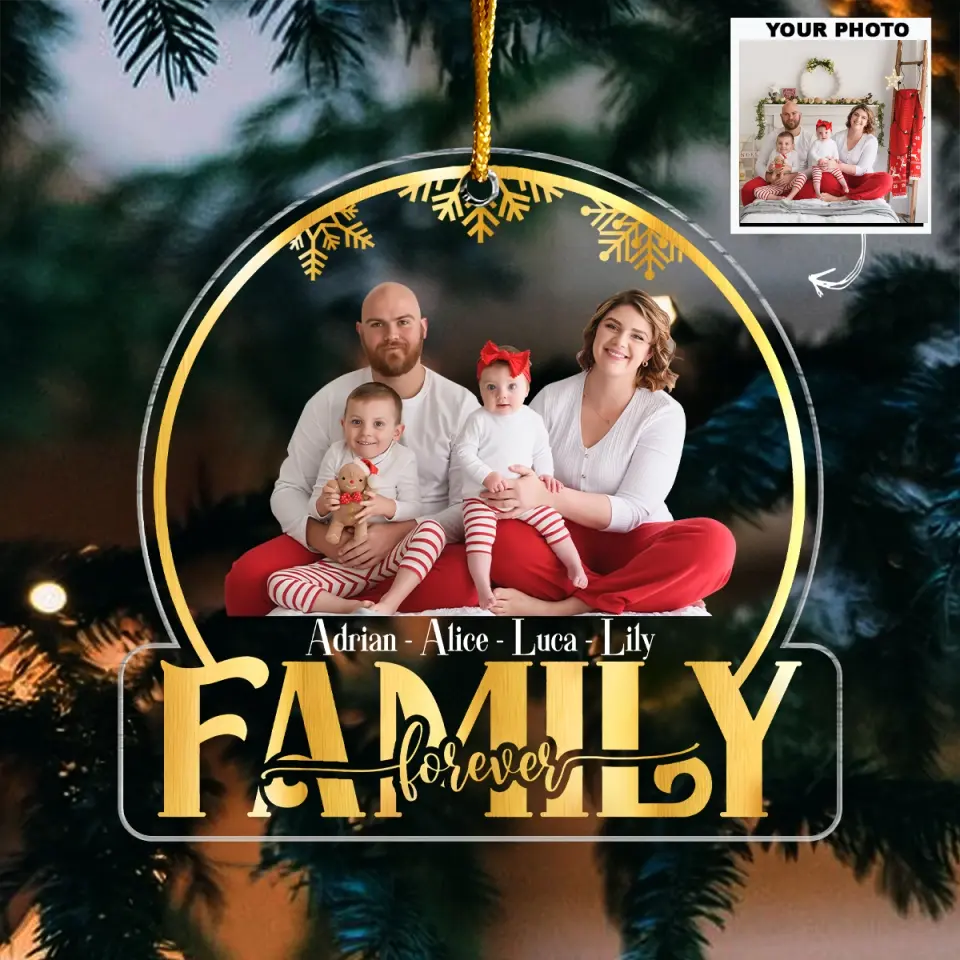 Family Snow Globe - Personalized Custom Mica Ornament - Christmas Gift For Family, Family Members AGCAD001