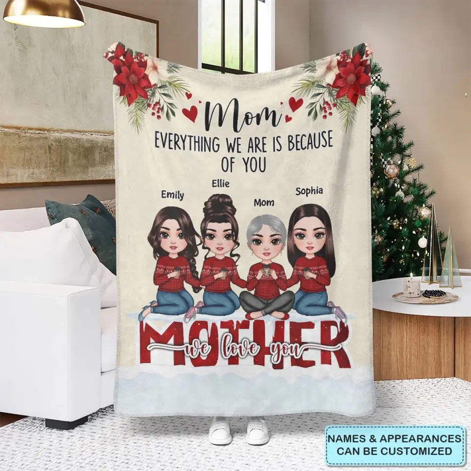 Mom And Daughters From The Start - Personalized Custom Blanket - Mother's Day, Christmas Gift For Mom, Family Members