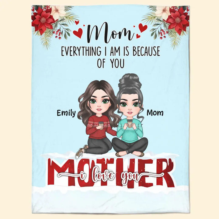 Mom And Daughters From The Start - Personalized Custom Blanket - Mother's Day, Christmas Gift For Mom, Family Members