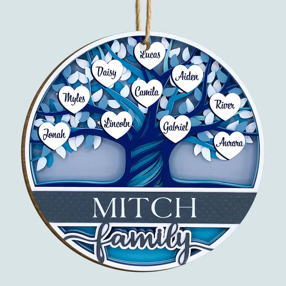 Family Tree - Personalized Custom Wooden Ornament - Christmas Gift For Family, Family Members