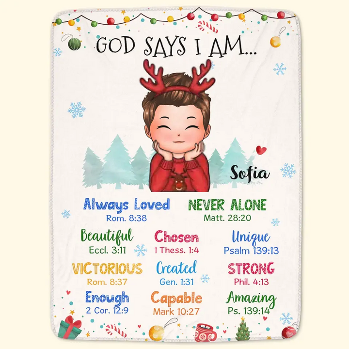 God Says I Am Always Loved - Personalized Custom Blanket - Christmas Gift For Kids, Family Members
