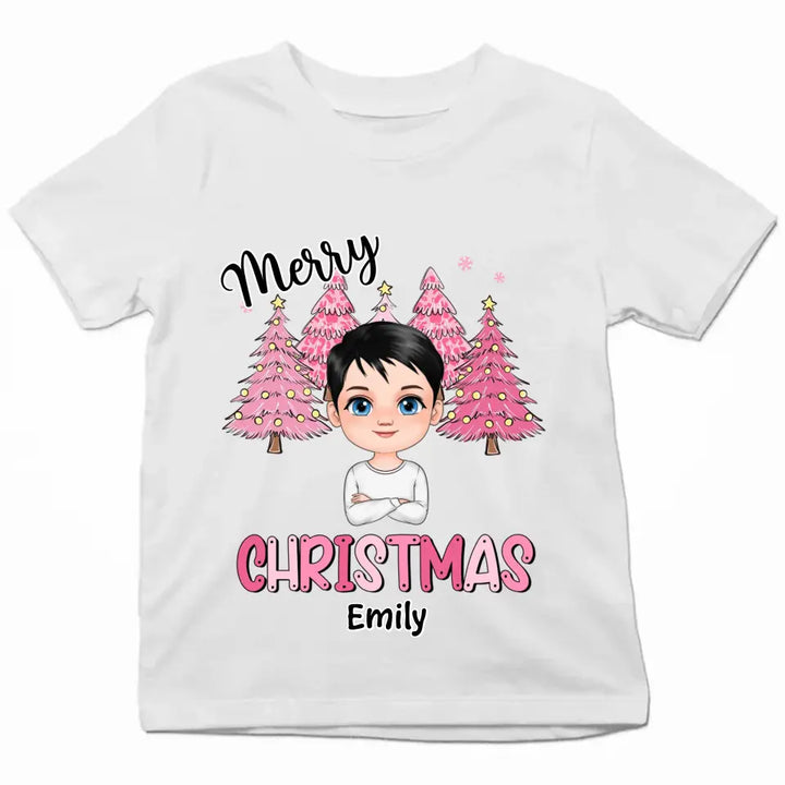 Pink Christmas Kid  - Personalized Custom Youth T-shirt - Christmas Gift For Kid, Family Members