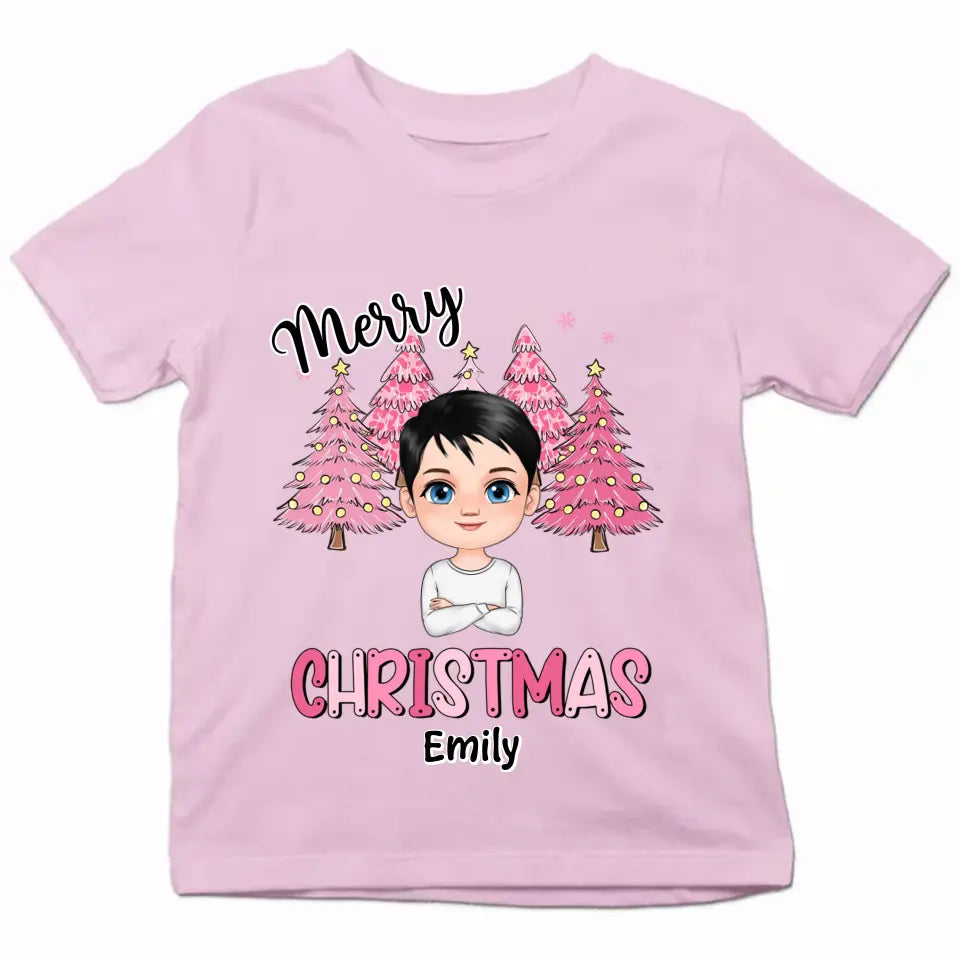 Pink Christmas Kid  - Personalized Custom Youth T-shirt - Christmas Gift For Kid, Family Members