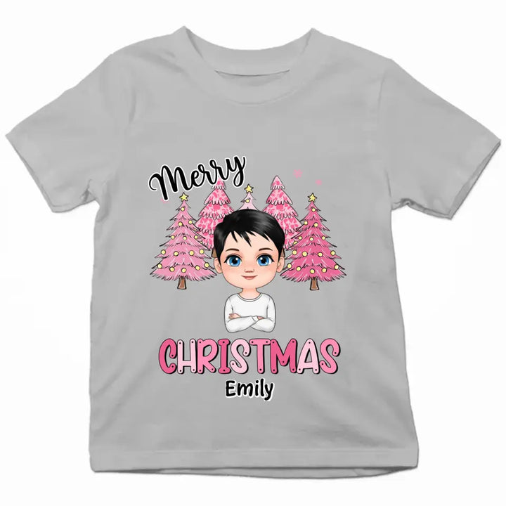 Pink Christmas Kid  - Personalized Custom Youth T-shirt - Christmas Gift For Kid, Family Members