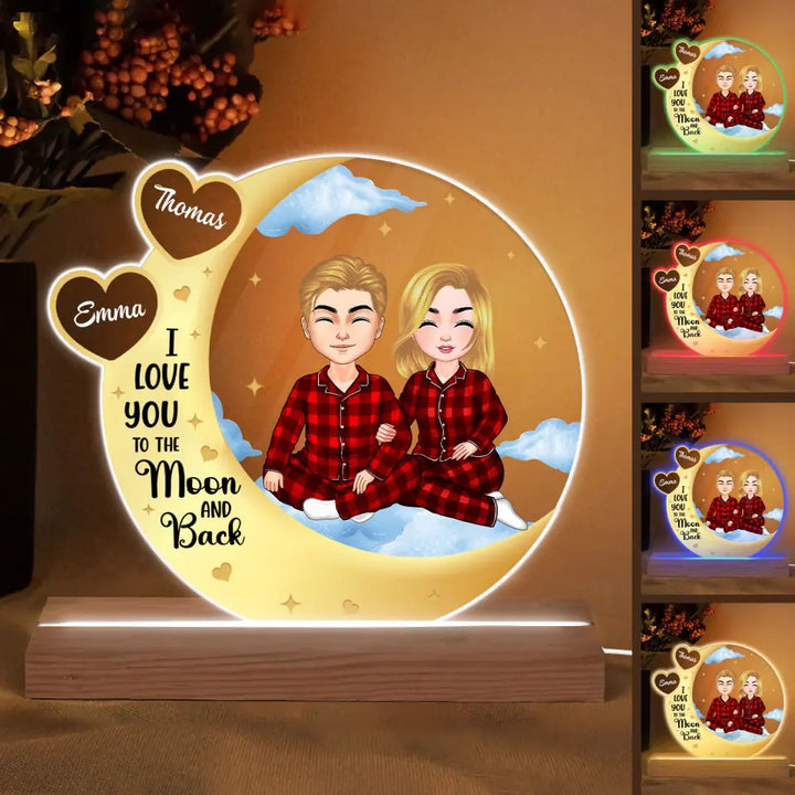 I Love You To The Moon And Back - Personalized 3D Led Light - Christmas Gift For Couple, Husband, Wife, Family Members