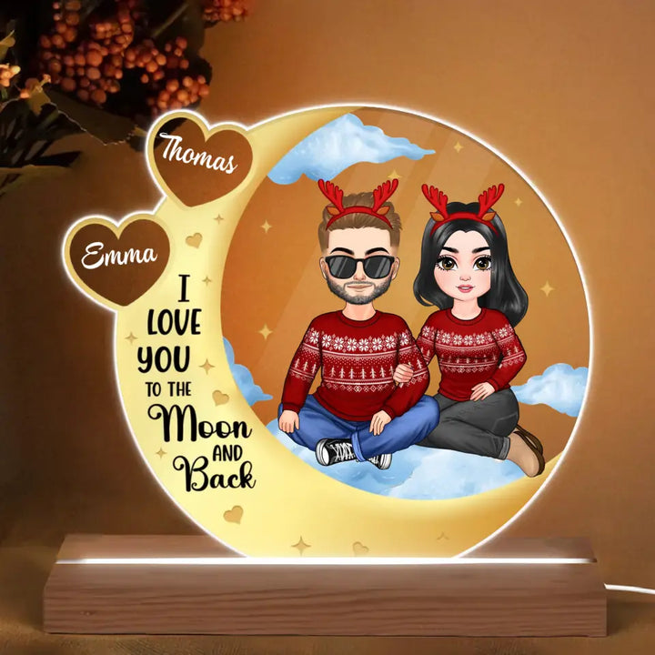 I Love You To The Moon And Back - Personalized 3D Led Light - Christmas Gift For Couple, Husband, Wife, Family Members