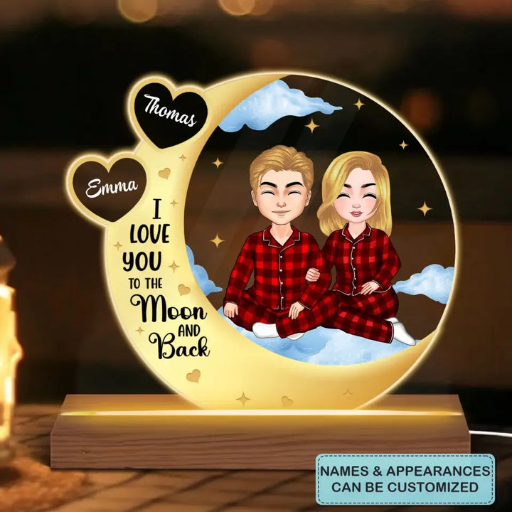 I Love You To The Moon And Back - Personalized 3D Led Light - Christmas Gift For Couple, Husband, Wife, Family Members