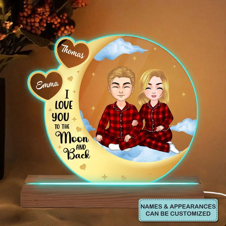 I Love You To The Moon And Back - Personalized 3D Led Light - Christmas Gift For Couple, Husband, Wife, Family Members