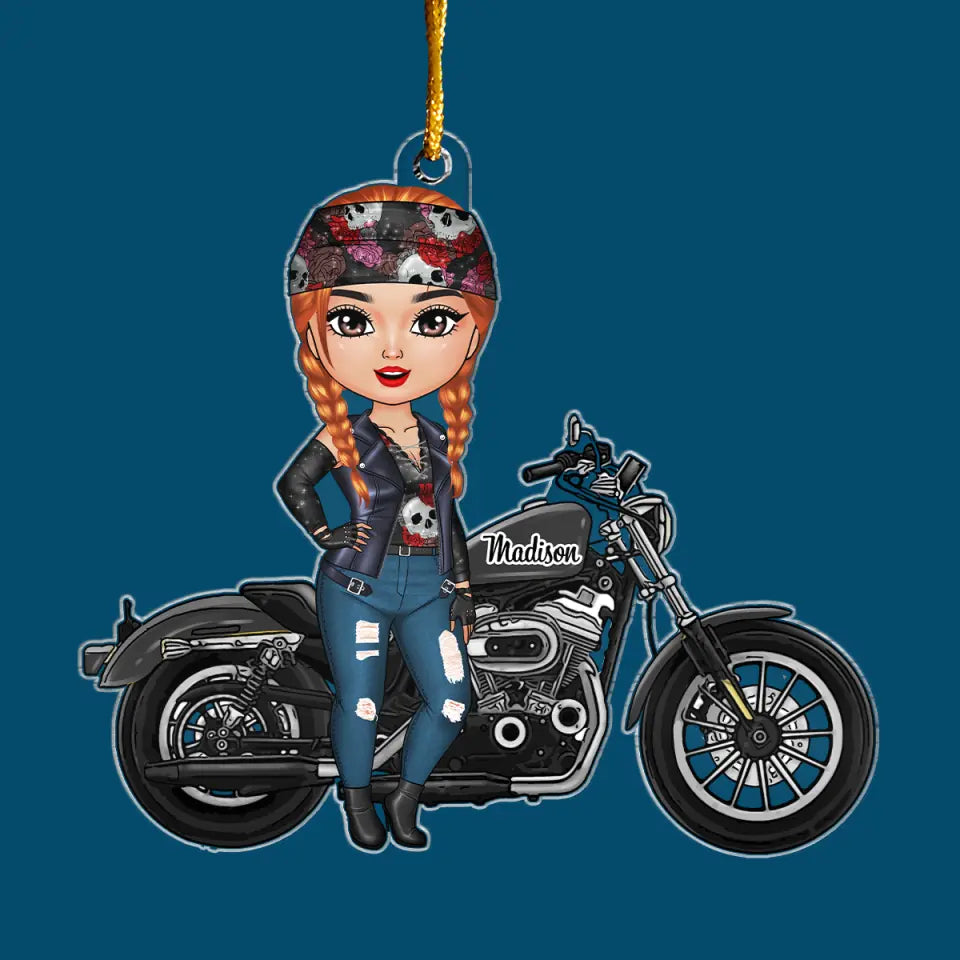 Motorcycling Girl - Personalized Custom Mica Ornament - Christmas Gift For Motorcycling Lover CLA0HD013