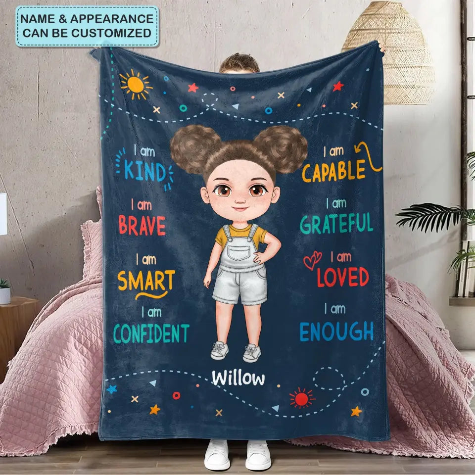 I Am Kind - Personalized Custom Blanket - Christmas Gift For Kid, Family Members