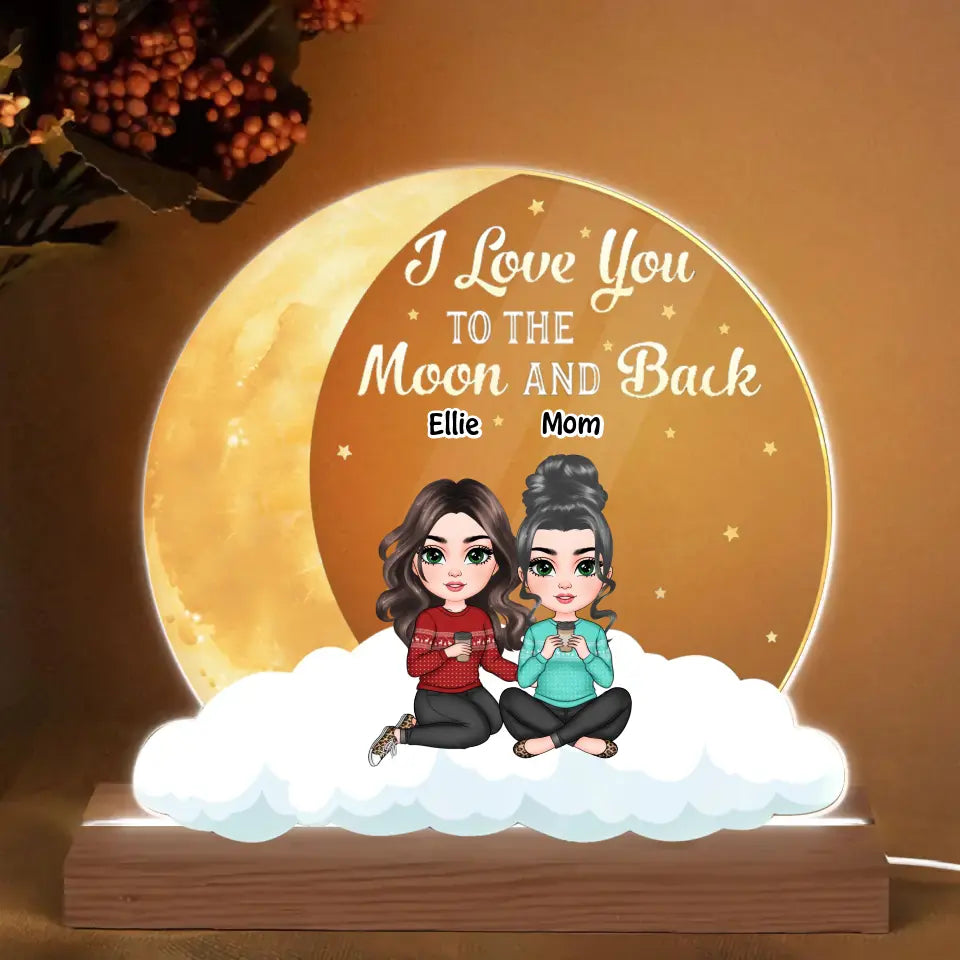 We Love You To The Moon And Back - Personalized 3D Led Light - Gift For Mom