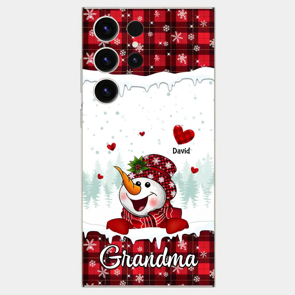 Laughing Snowman Grandma Mom Sweetheart Kids - Personalized Custom Phone Case - Christmas Gift For Grandma, Mom, Family Members