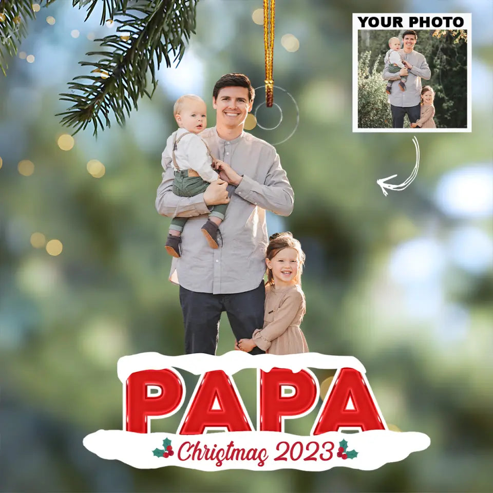Dad Is The Best - Personalized Custom Photo Mica Ornament - Christmas Gift For Dad, Family, Family Members AGCHT012