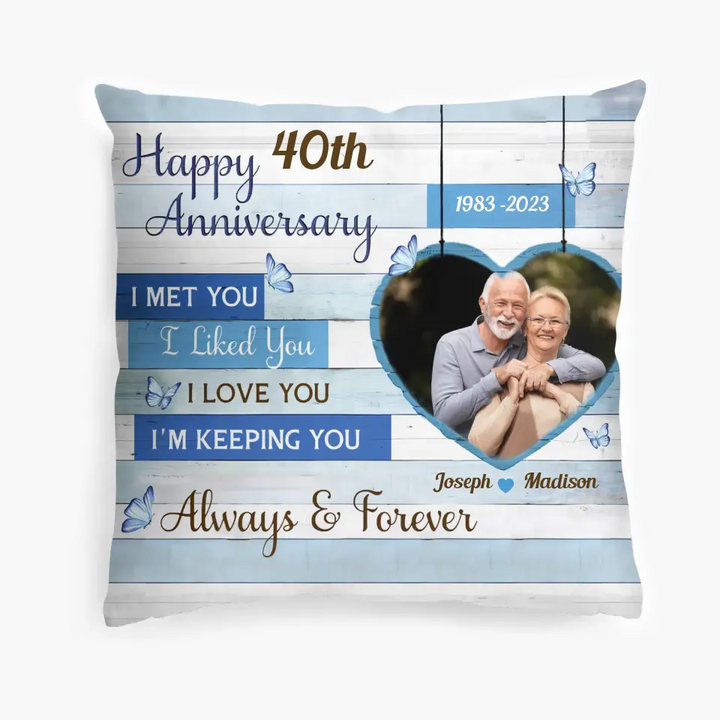 Happy Anniversary - Personalized Custom Pillow Case - Anniversary, Christmas Gift For Couple, Girlfriend, Boyfriend, Husband, Wife, Family Members