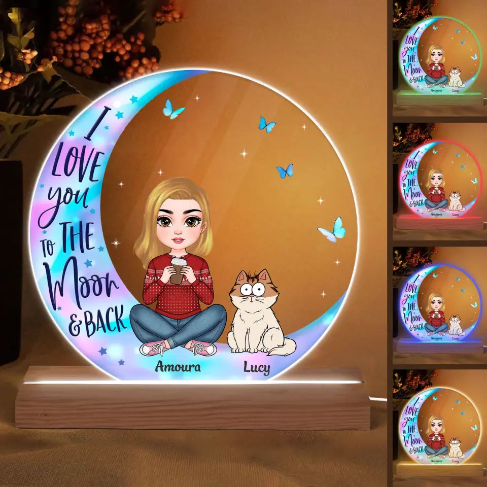 I Love You To The Moon And Back - Personalized Custom 3D Led Light - Christmas Gift For Pet Lover, Pet Mom, Pet Dad, Pet Owner