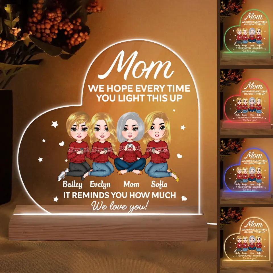 Light This Up Mom - Personalized Custom 3D LED Light - Christmas Gift For Grandma, Mom, Family Members