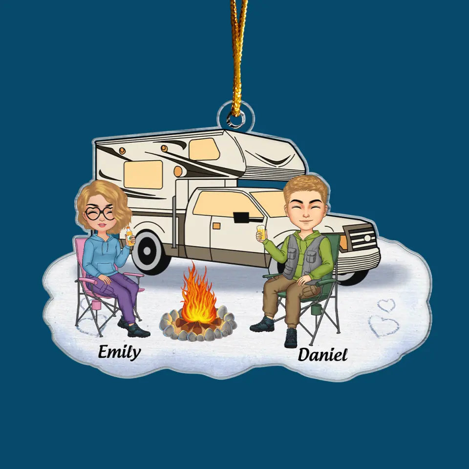Couple Camping - Personalized Custom Mica Ornament - Christmas Gift For Couple, Camper, Camping Lovers CLA0PD014