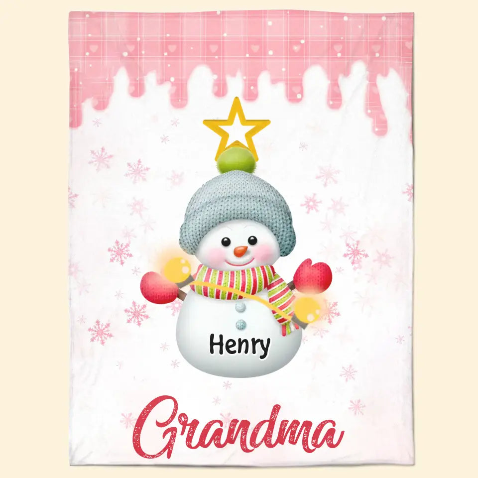 Snowman Kids Christmas Tree - Personalized Custom Blanket - Mother's Day, Christmas Gift For Grandma, Mom, Family Members