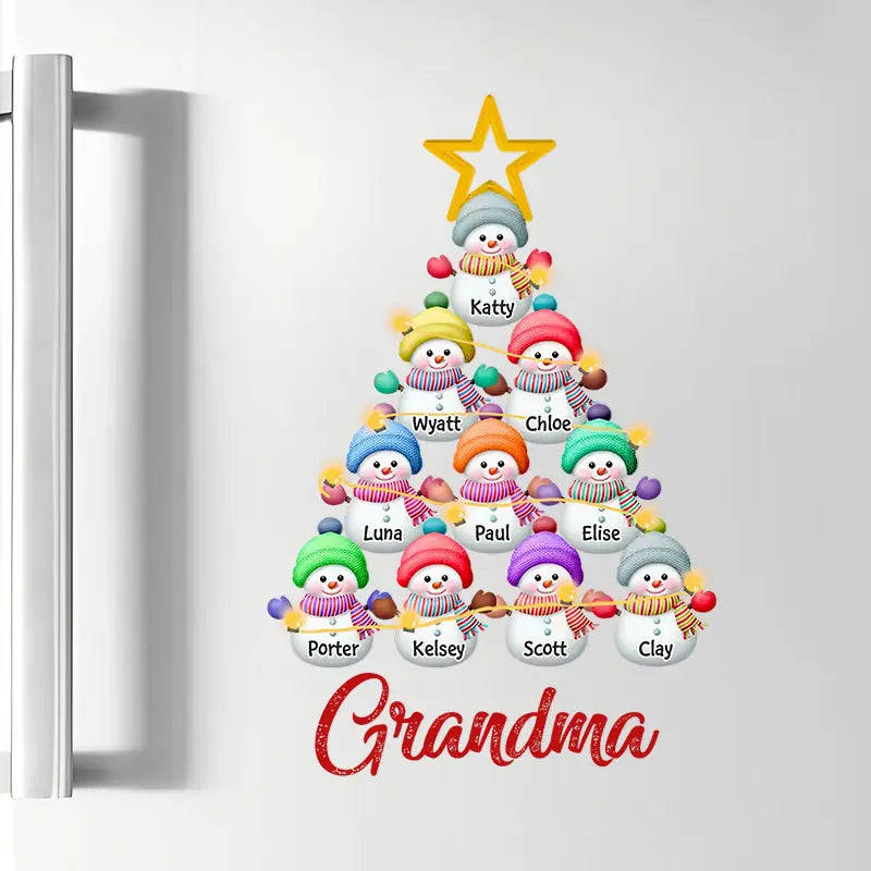 Snowman Kids Christmas Tree - Personalized Custom Decal - Christmas Gift For Grandma, Mom, Family Members