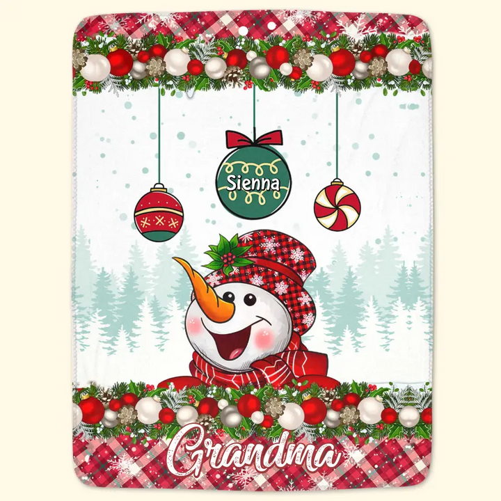Snowman Nana - Personalized Custom Blanket - Mother's Day, Christmas Gift For Grandma, Mom, Family Members