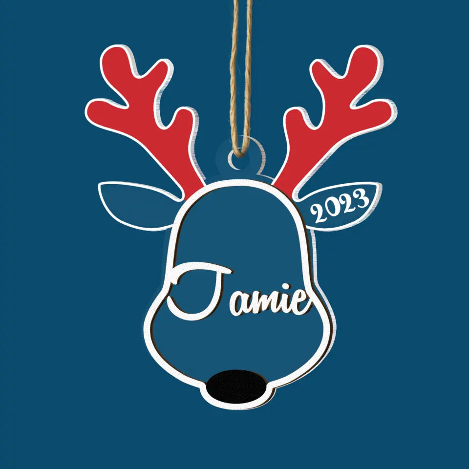 Santa's Reindeer Custom Name Ornament - Personalized Custom 2-Layer Mix Ornament - Christmas Gift For Family Members AGCVP004