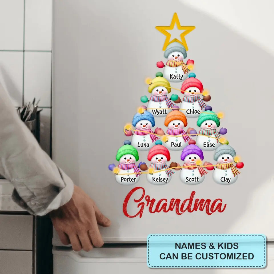 Snowman Kids Christmas Tree - Personalized Custom Decal - Christmas Gift For Grandma, Mom, Family Members