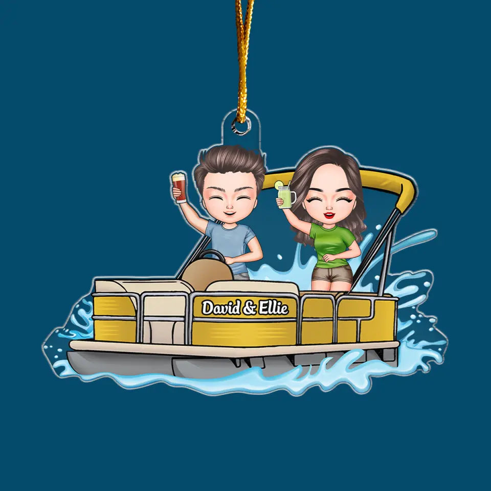 Pontoon Couple - Personalized Custom Mica Ornament - Christmas Gift For Couple CLA0HD014