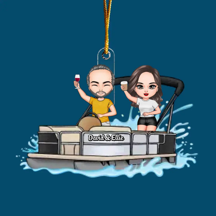 Pontoon Couple - Personalized Custom Mica Ornament - Christmas Gift For Couple CLA0HD014
