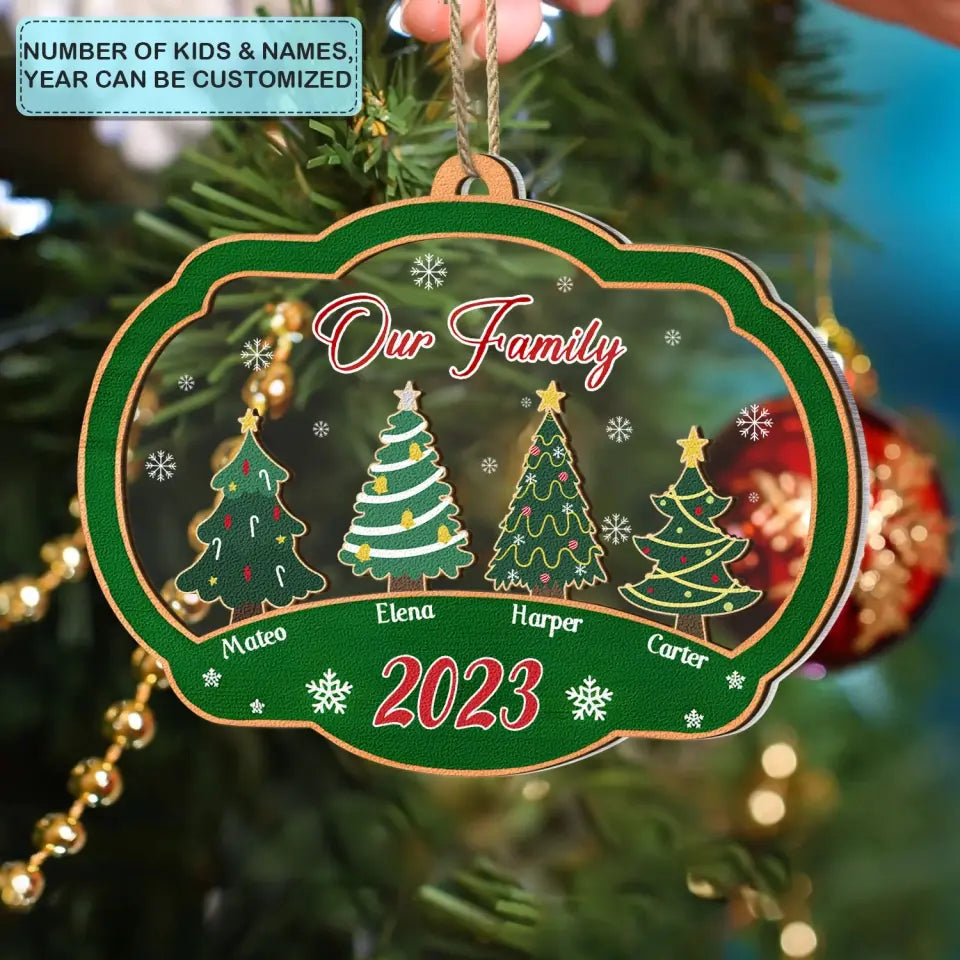 Our Family Christmas Tree - Personalized Custom Layer Mix Ornament - Christmas Gift For Family, Family Members